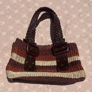 Esprit Boho Straw Brown Cream Beige Tan Shoulder Hand Bag